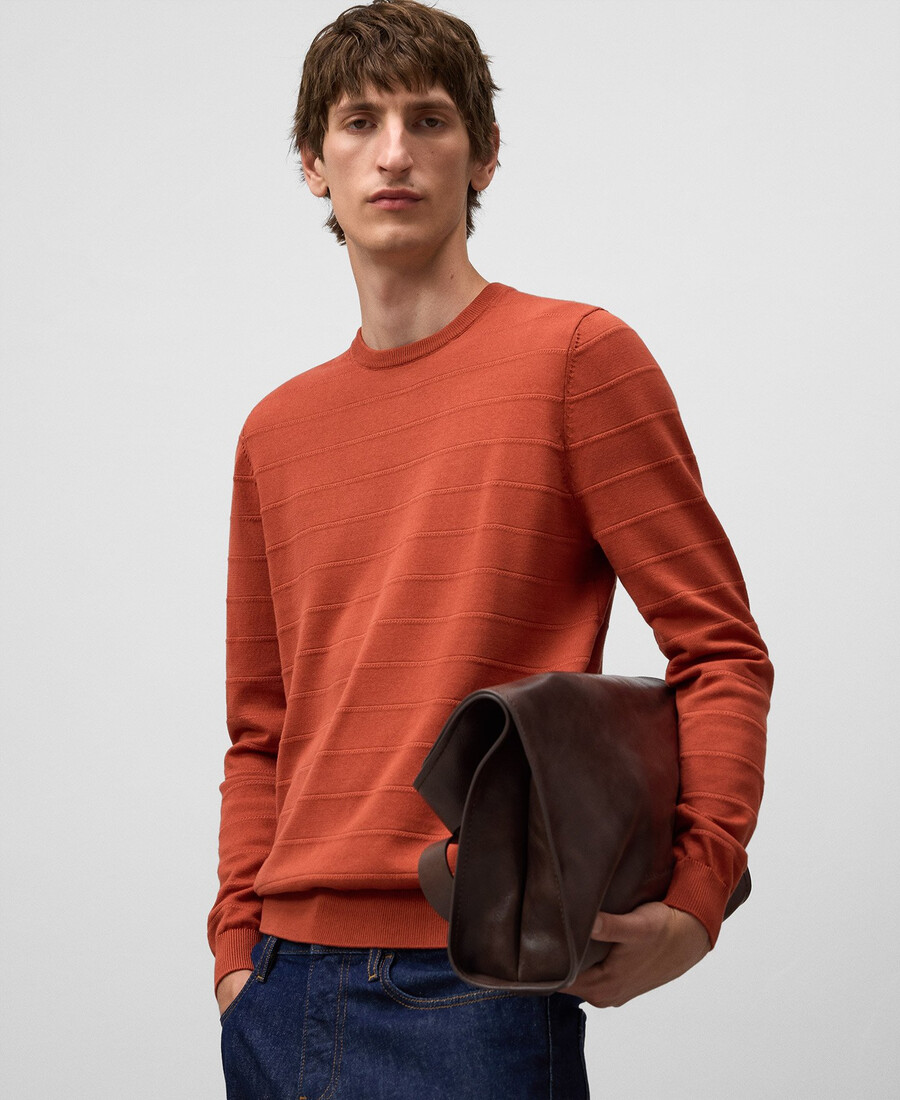 maglione uomo in maglia strutturata a righe