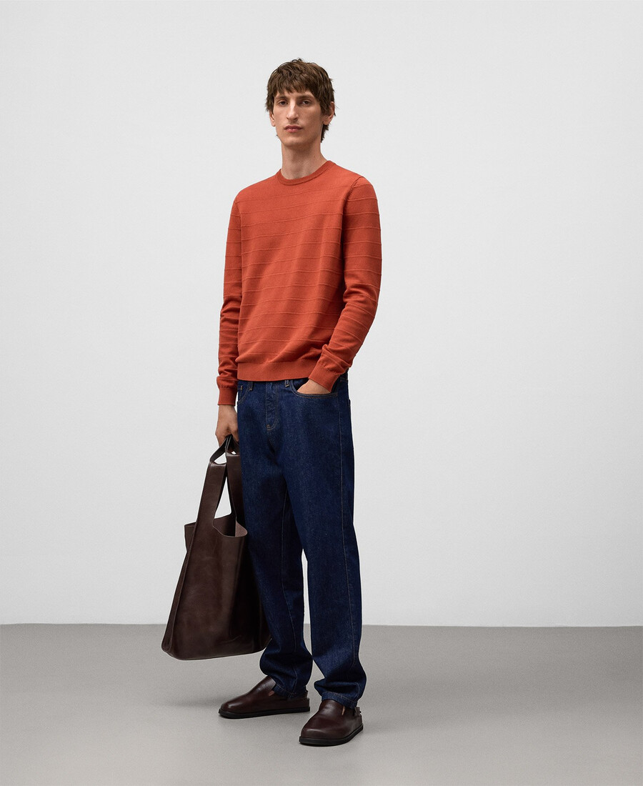 maglione uomo in maglia strutturata a righe