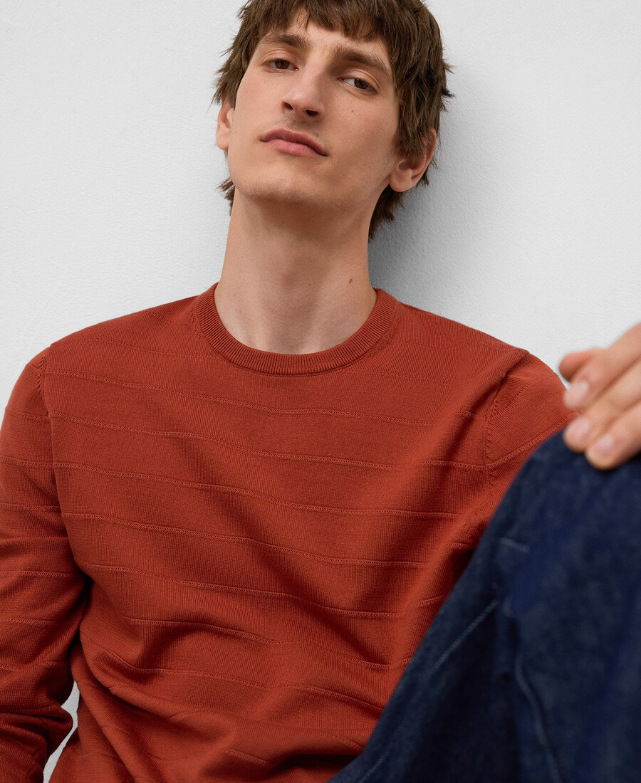 maglione uomo in maglia strutturata a righe
