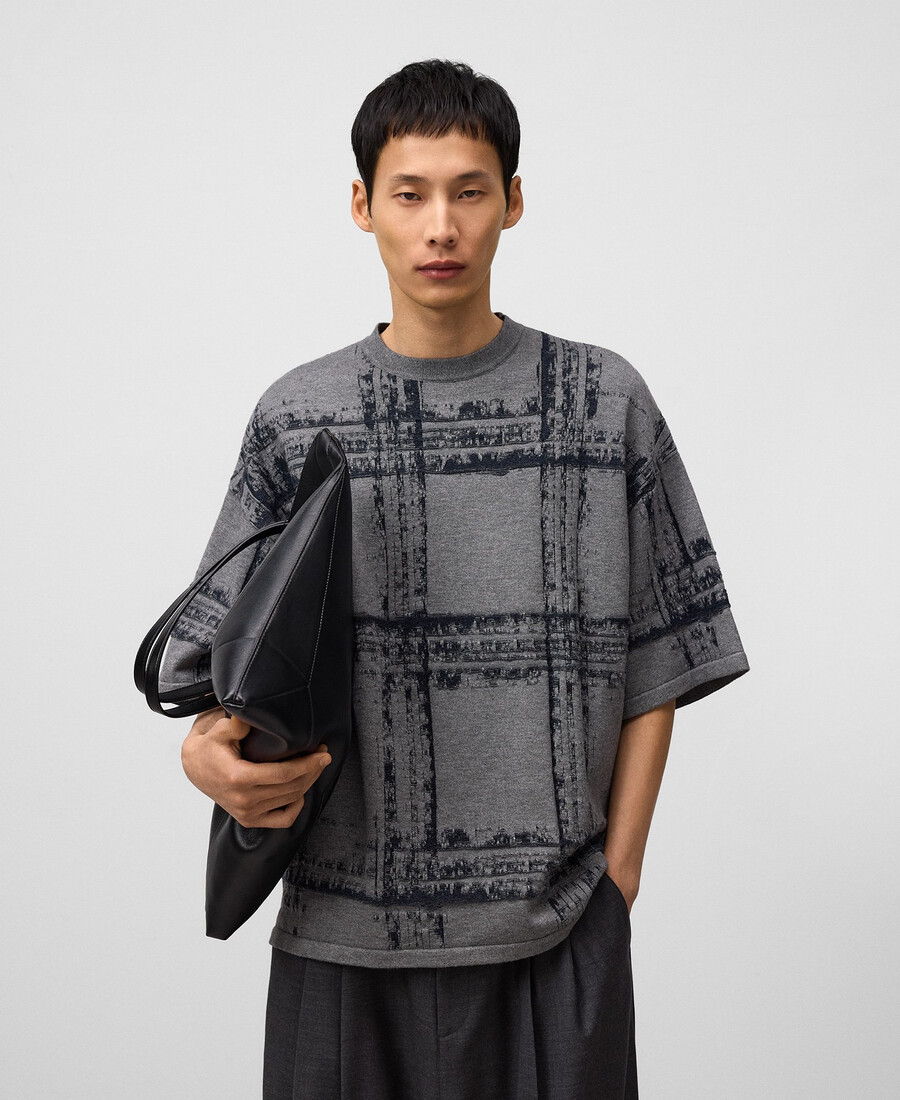 maglione uomo a maniche corte in maglia jacquard