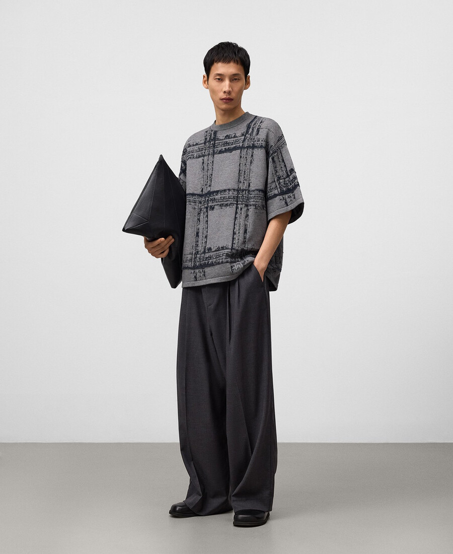 maglione uomo a maniche corte in maglia jacquard
