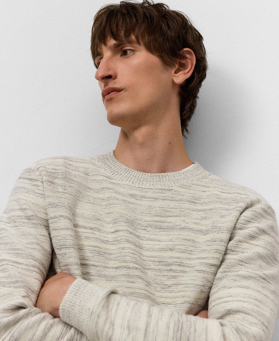 maglione uomo in maglia melange a righe