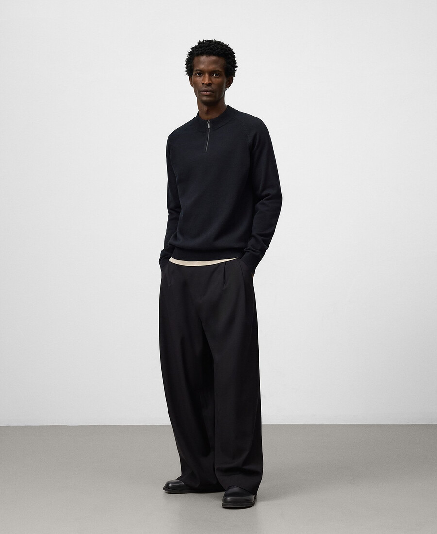 maglione uomo con collo perkins e mezza zip