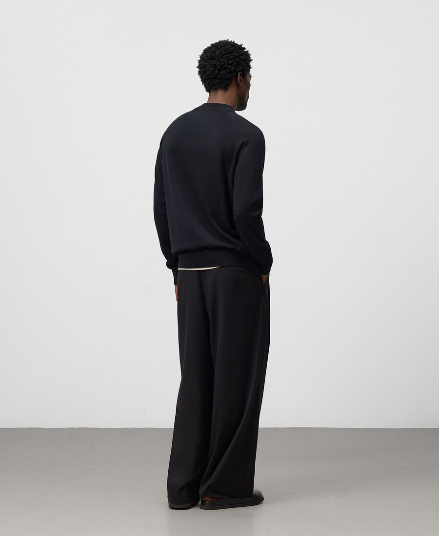 maglione uomo con collo perkins e mezza zip