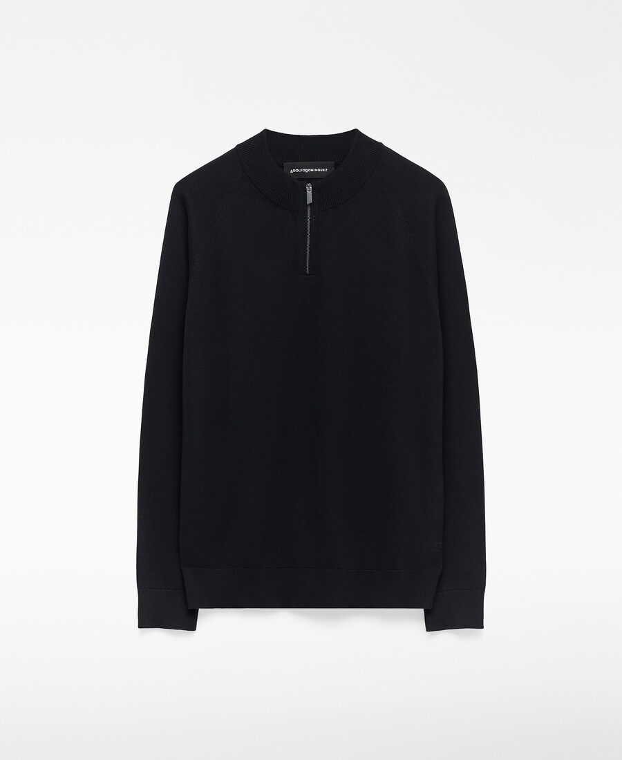 maglione uomo con collo perkins e mezza zip