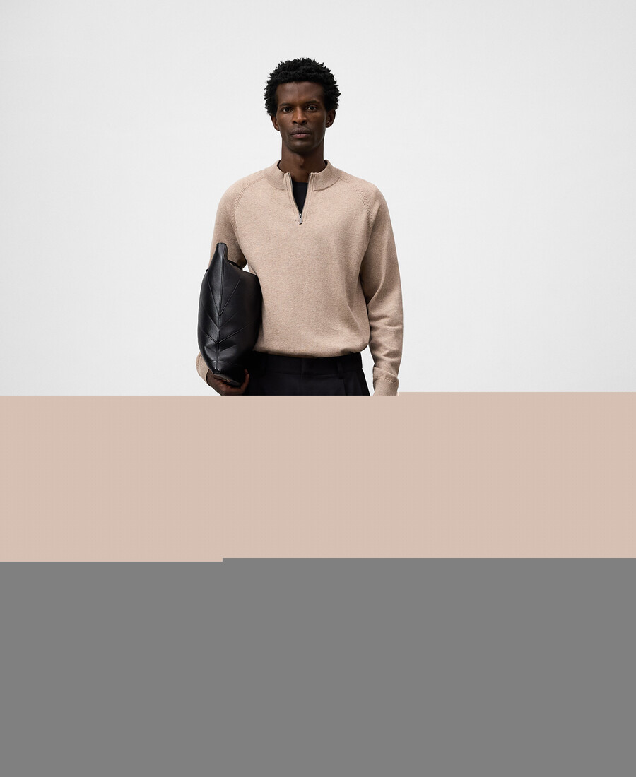maglione uomo con collo perkins e mezza zip