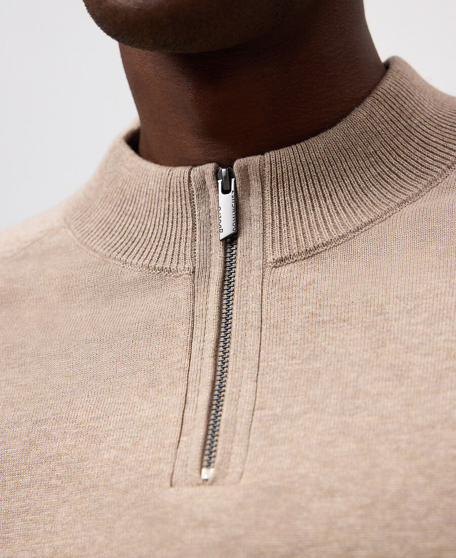 maglione uomo con collo perkins e mezza zip