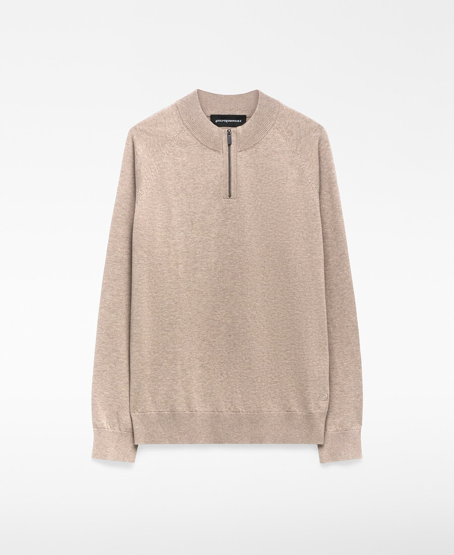maglione uomo con collo perkins e mezza zip