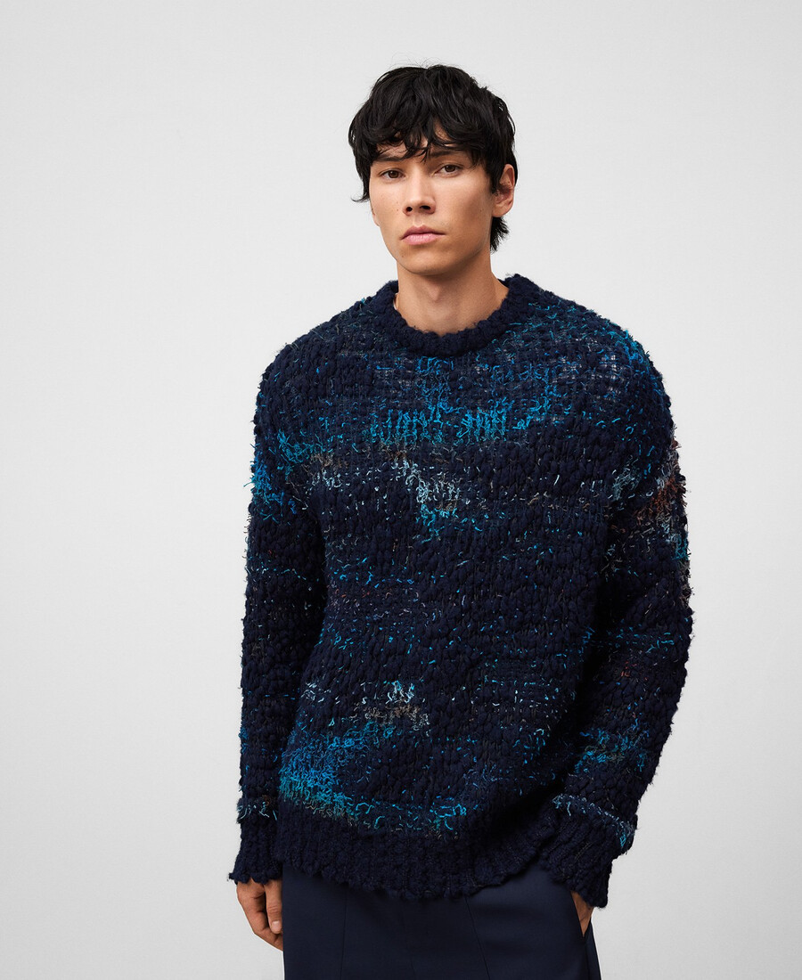maglione uomo in maglia jacquard testurizzata