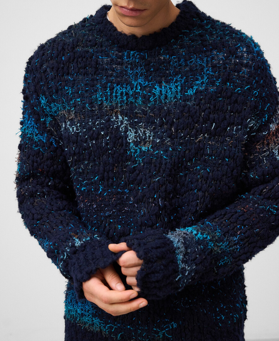 maglione uomo in maglia jacquard testurizzata
