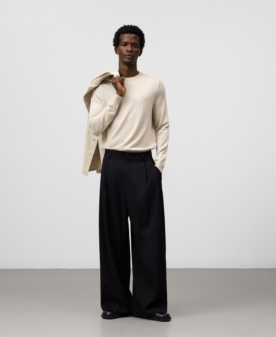 maglione girocollo in lana merino da uomo