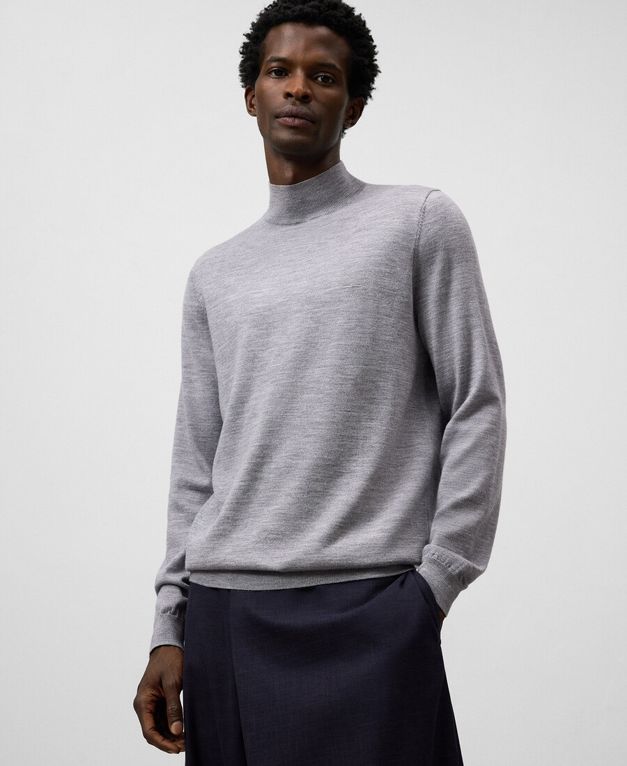 maglione da uomo in lana merino con colletto perkins