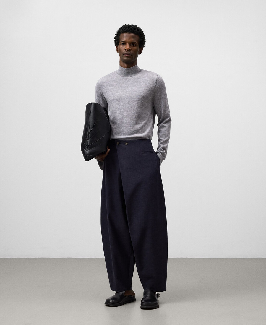 maglione da uomo in lana merino con colletto perkins