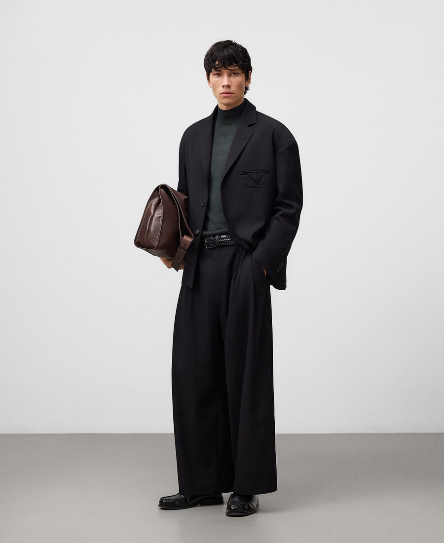 maglione da uomo in lana merino con colletto perkins