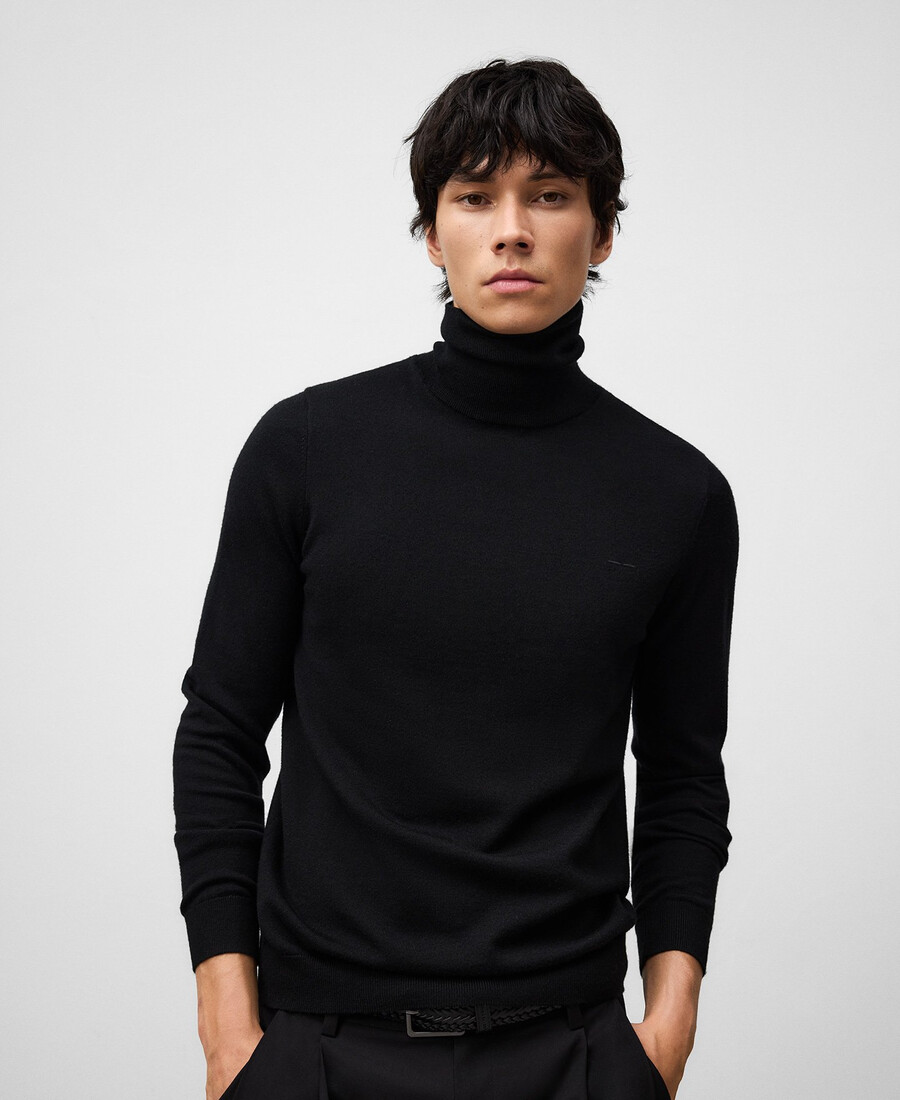 maglione a collo alto in lana merino da uomo