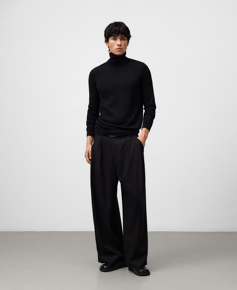 maglione a collo alto in lana merino da uomo