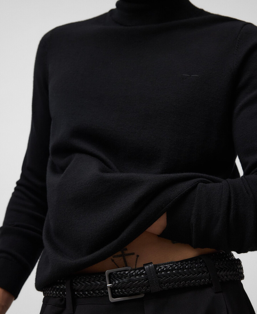 maglione a collo alto in lana merino da uomo