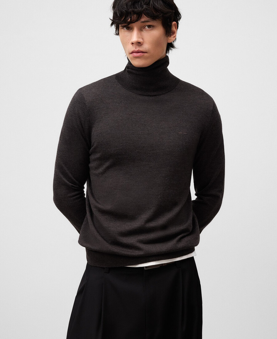 maglione a collo alto in lana merino da uomo