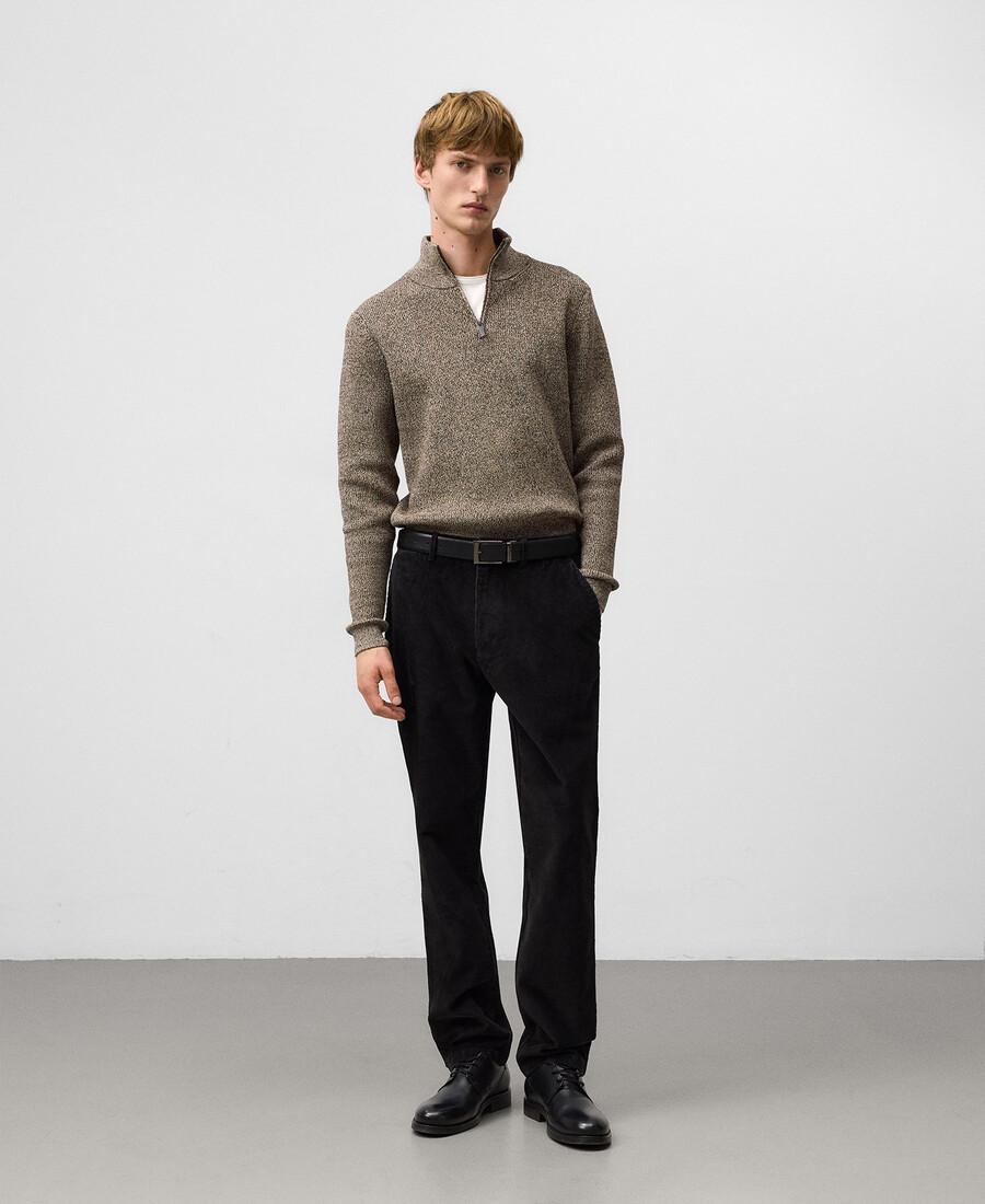maglione uomo in maglia melange con cerniera