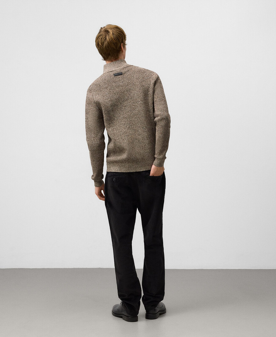 maglione uomo in maglia melange con cerniera