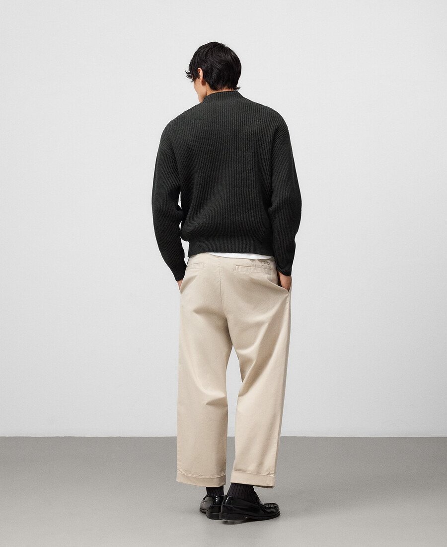 maglione da uomo in maglia con collo perkins e cerniera