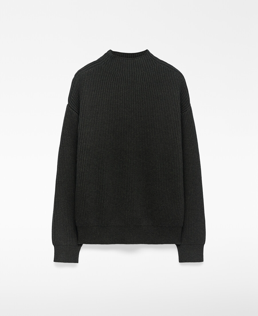 maglione da uomo in maglia con collo perkins e cerniera