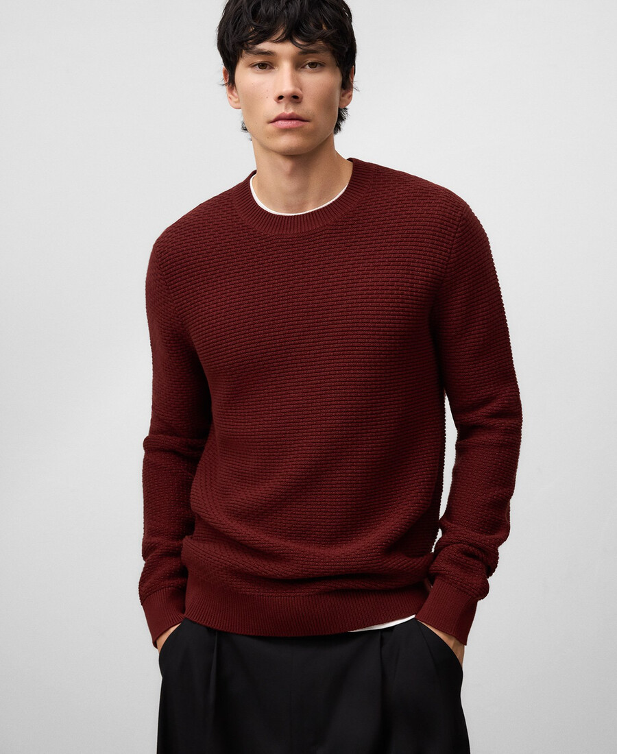 maglione uomo in maglia strutturata di cotone