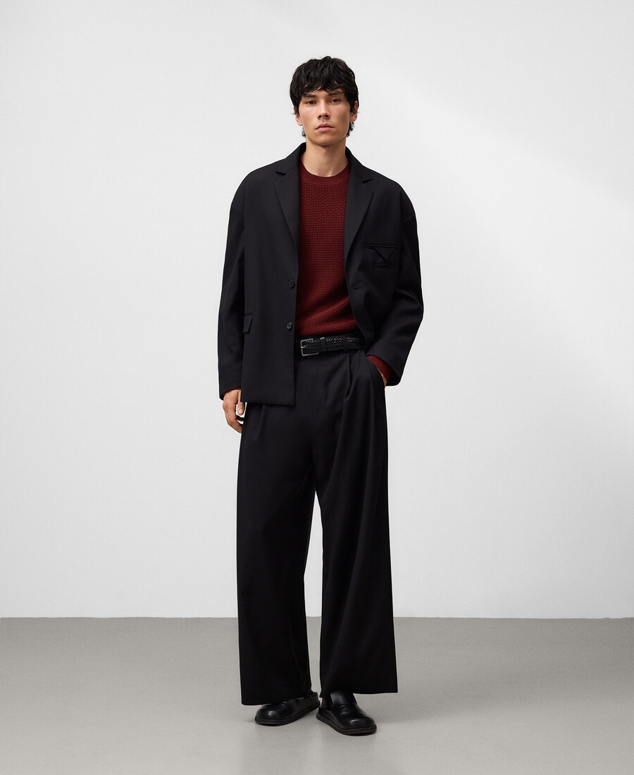maglione uomo in maglia strutturata di cotone