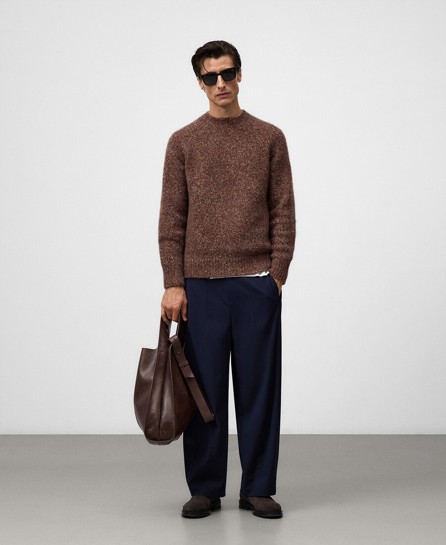 maglione girocollo in maglia melange da uomo
