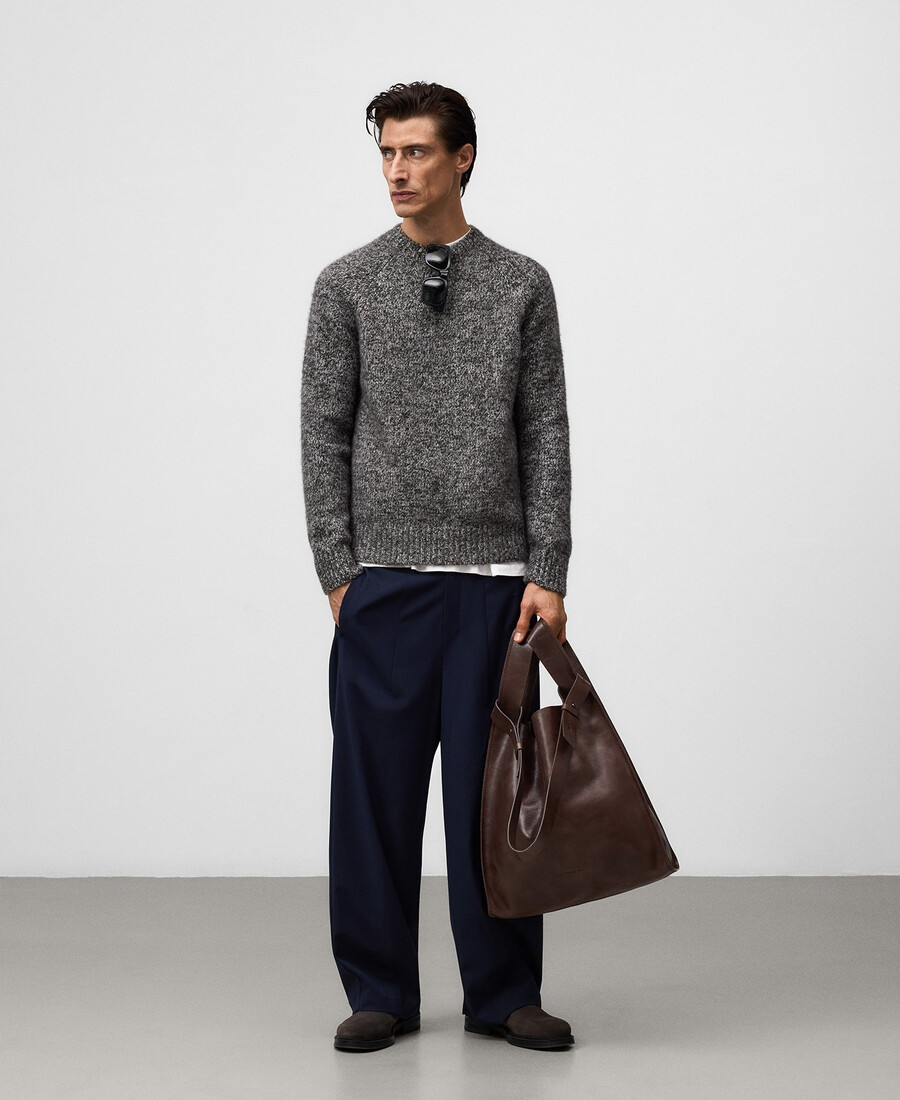maglione girocollo in maglia melange da uomo