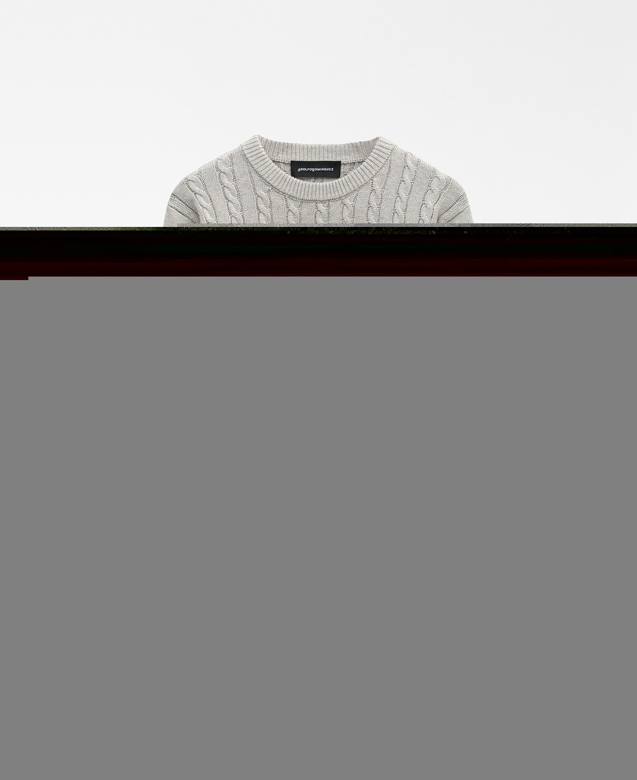 maglione in maglia di cotone a trecce da uomo