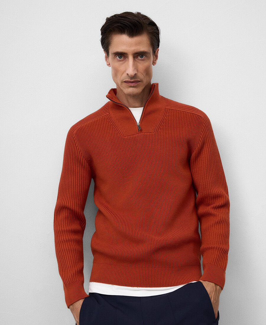 maglione a coste con cerniera da uomo