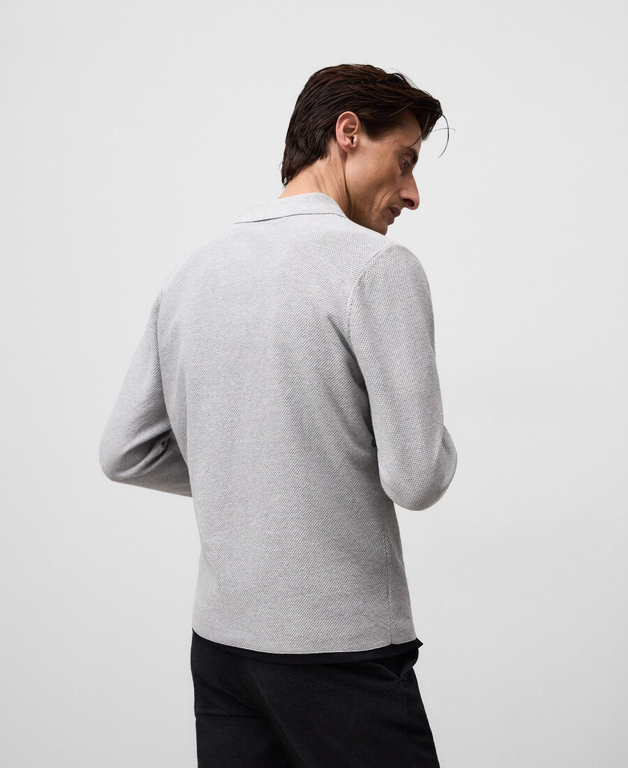 polo da uomo a maniche lunghe in maglia strutturata