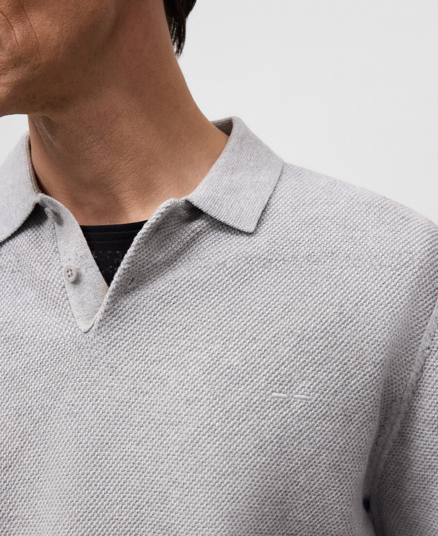 polo da uomo a maniche lunghe in maglia strutturata