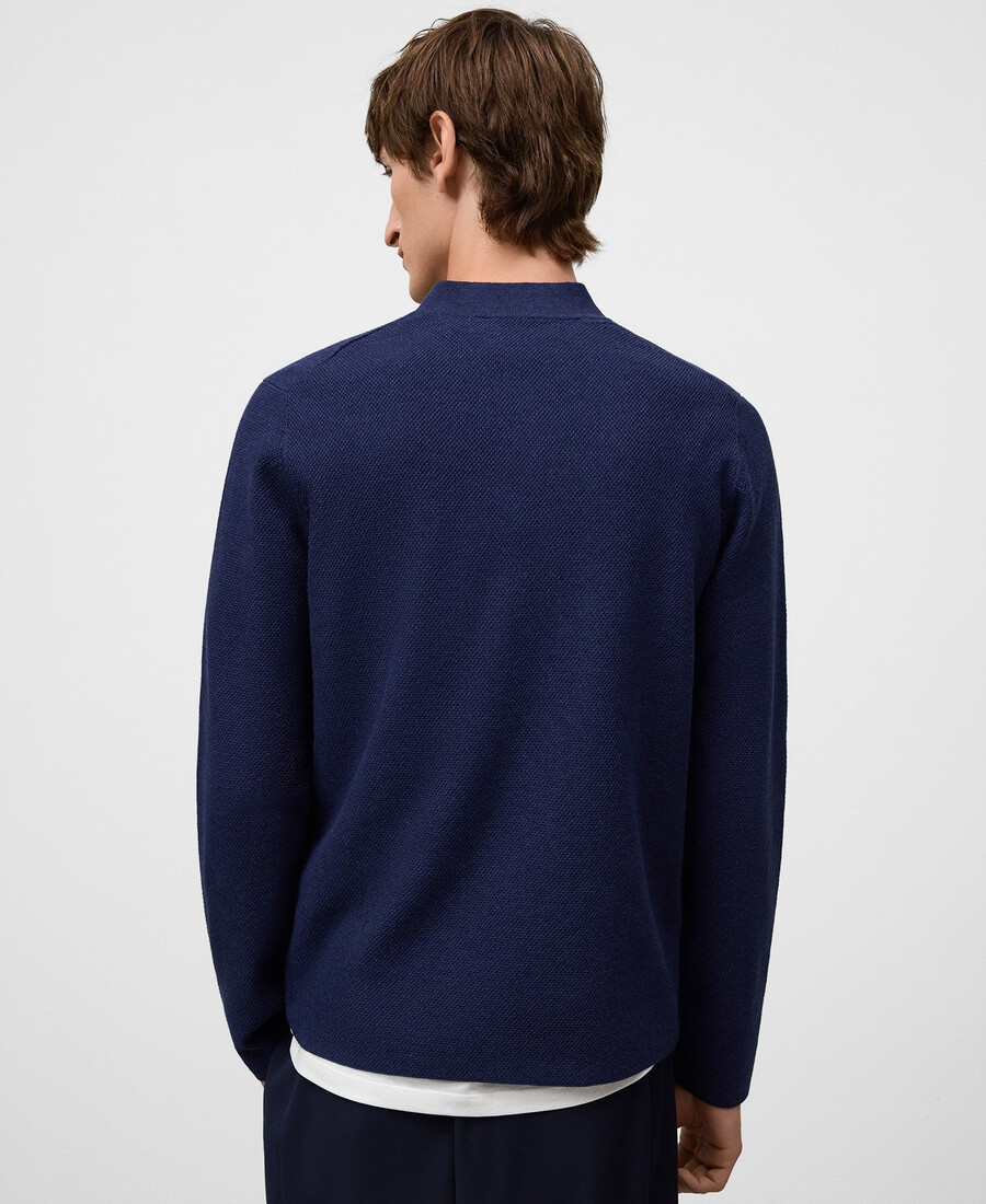 polo da uomo in cotone con collo alla coreana