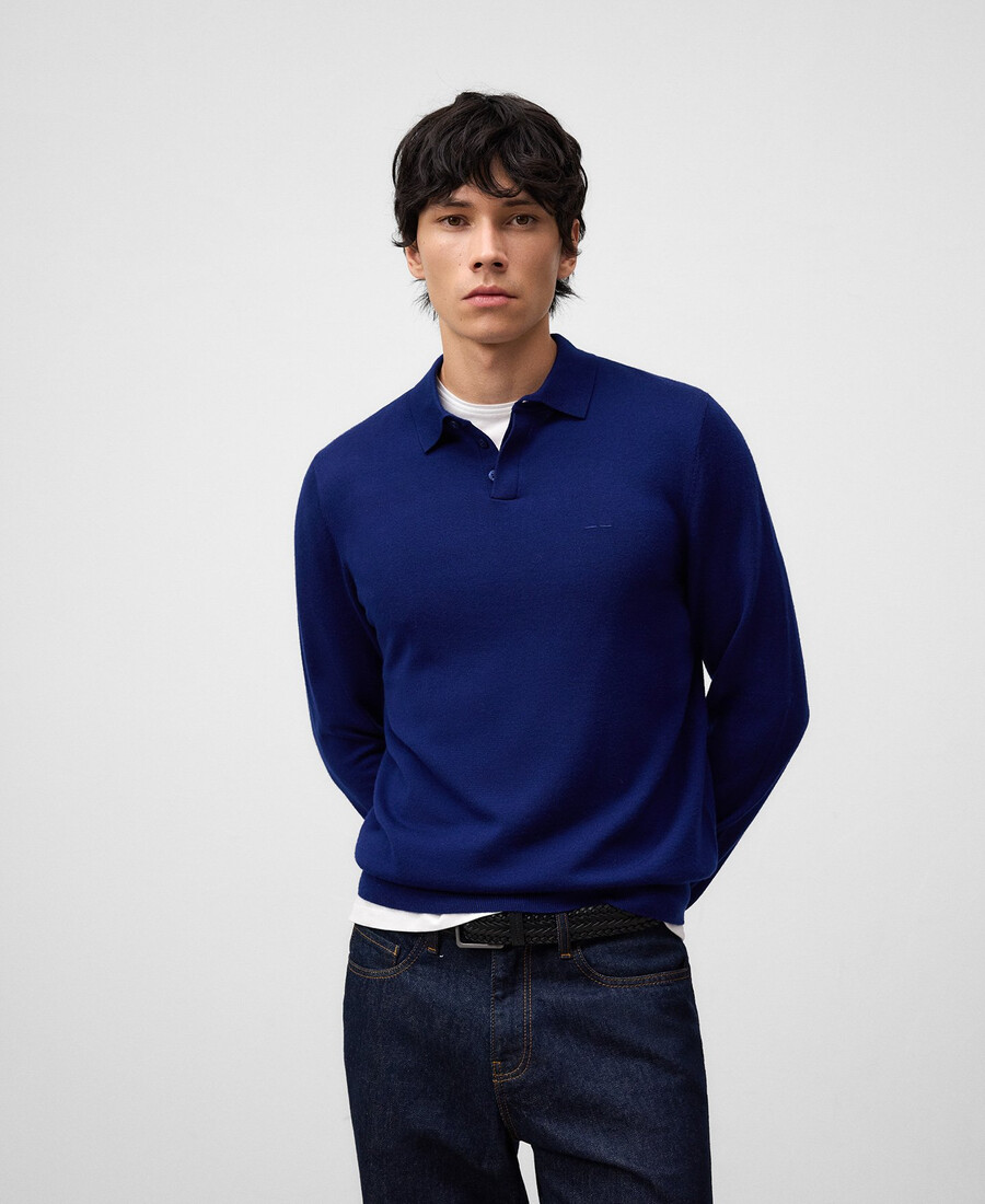 polo uomo manica lunga in lana merino