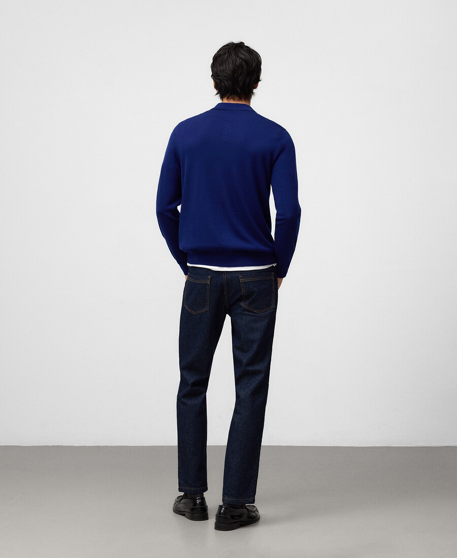 polo uomo manica lunga in lana merino