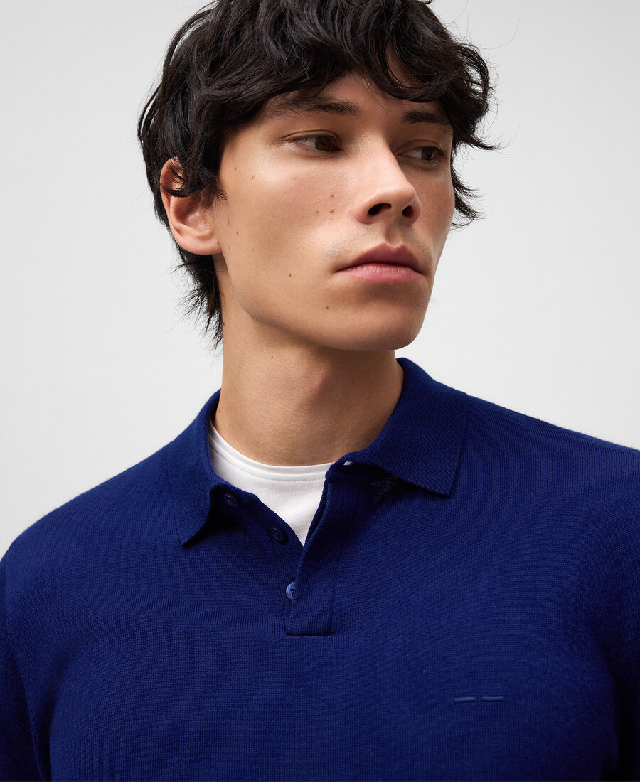 polo uomo manica lunga in lana merino