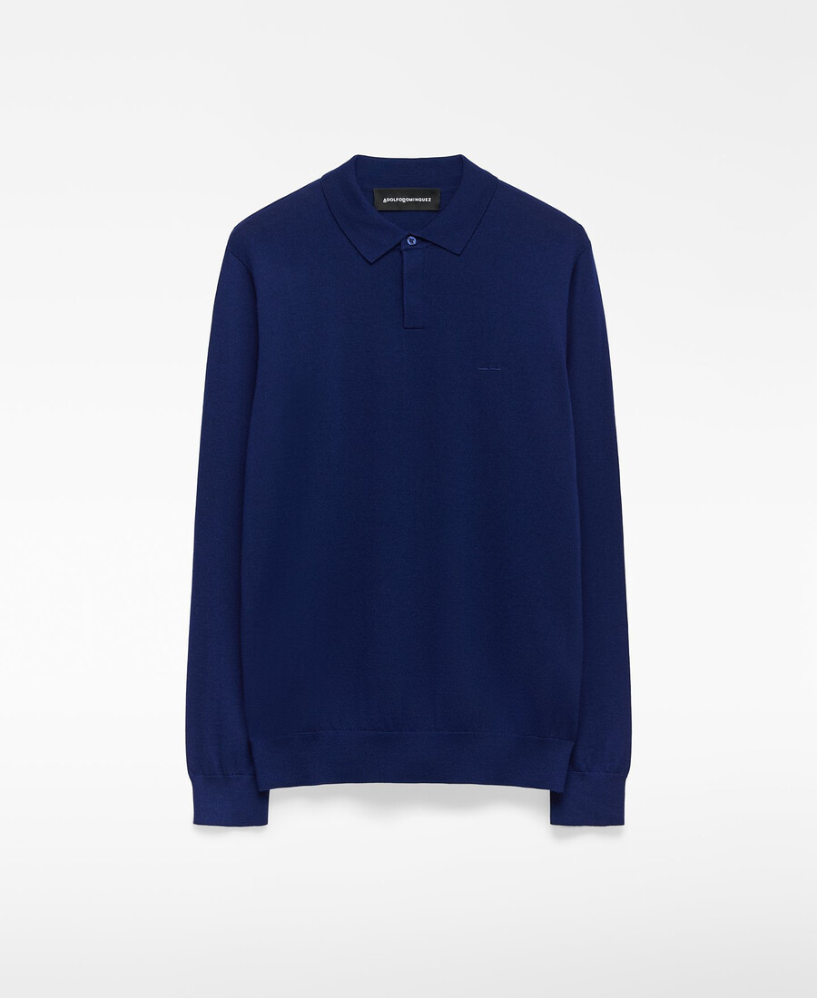 polo uomo manica lunga in lana merino