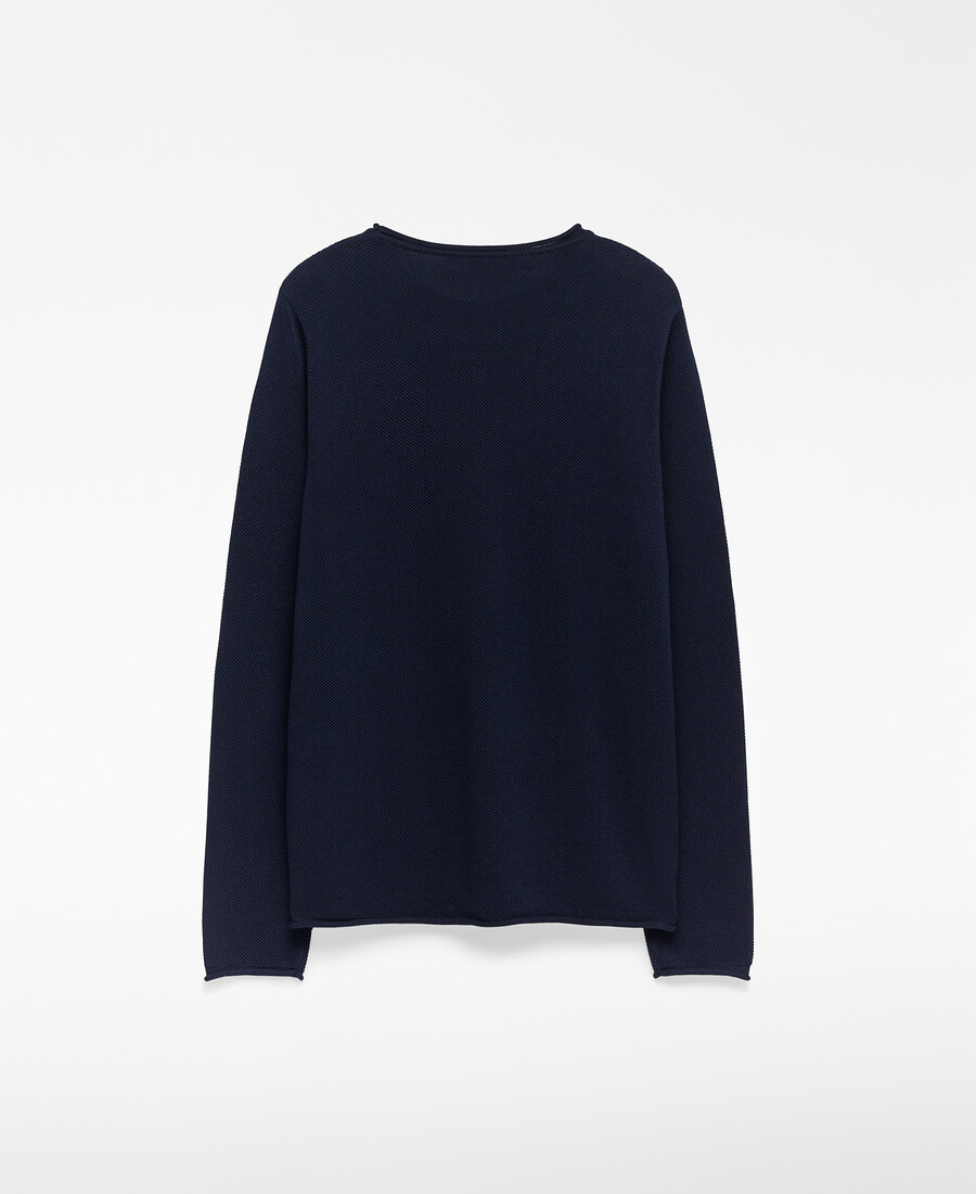 t-shirt uomo in maglia strutturata con collo arrotolato