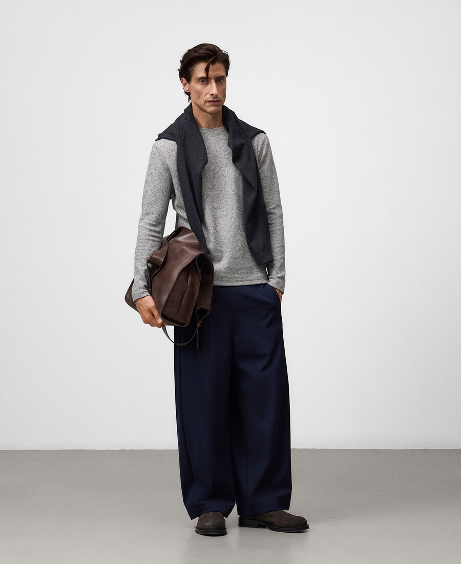 t-shirt uomo in cotone microtexture