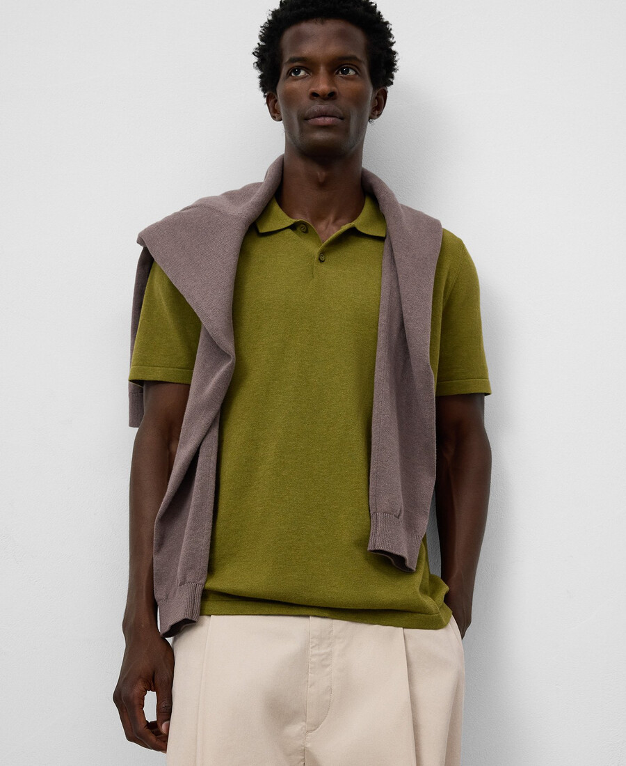 polo da uomo in mélange vestibilità regolare