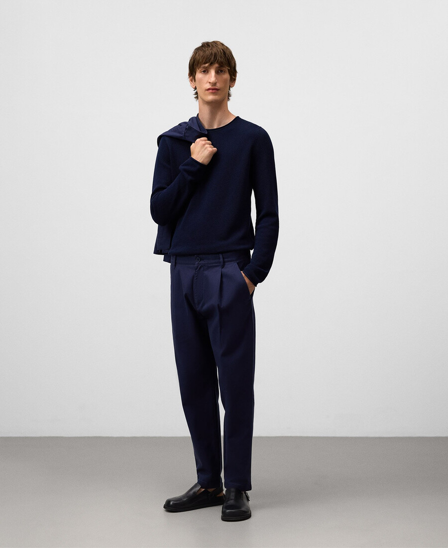 pantaloni uomo in cotone con pieghe