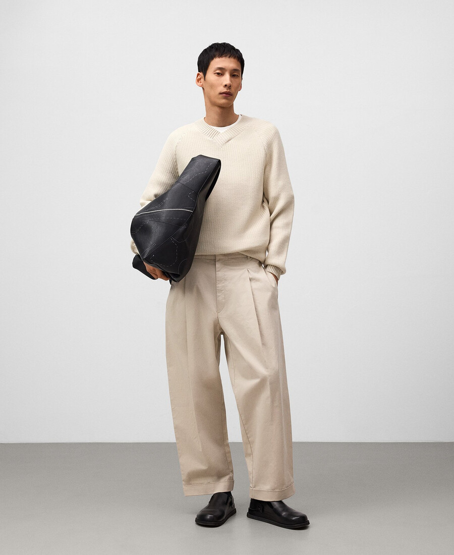 pantaloni dritti con pieghe uomo
