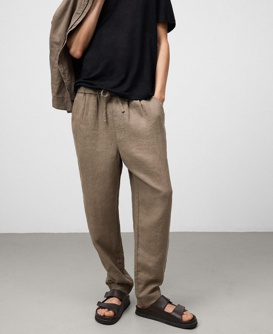 pantaloni jogger in lino da uomo