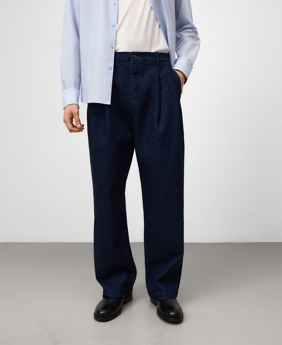 pantaloni chino in denim di cotone da uomo