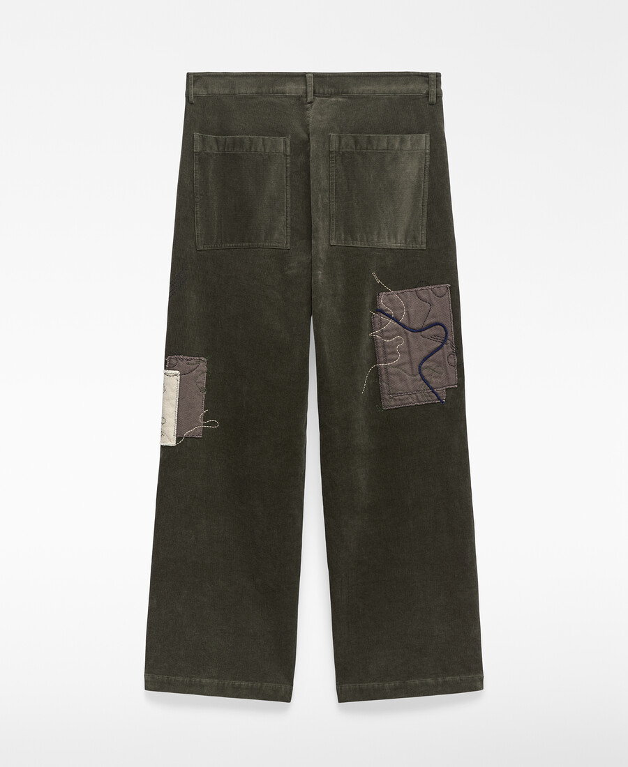 pantaloni in velluto a coste ricamati da uomo